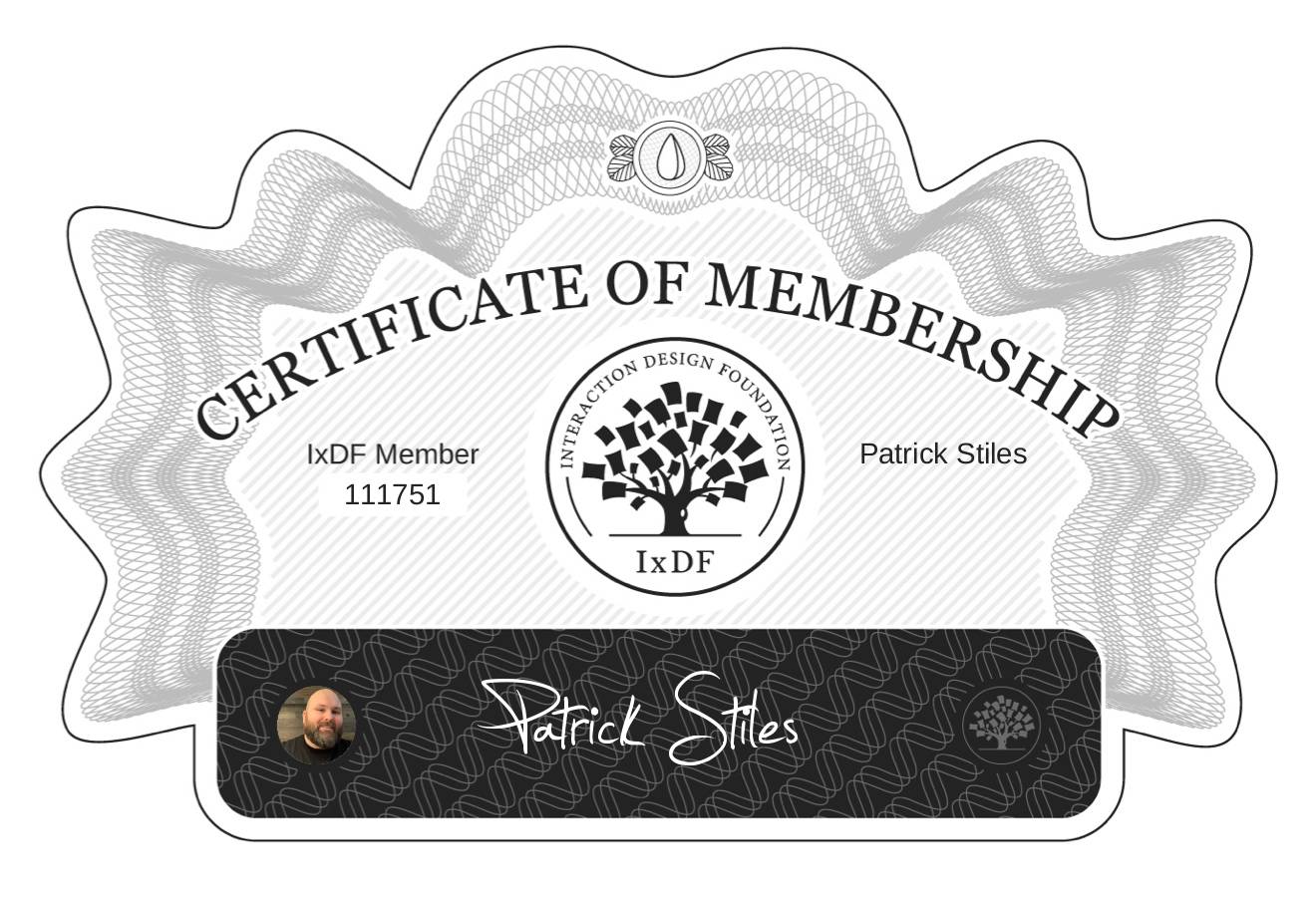 Certificate of Membership – Patrick Stiles