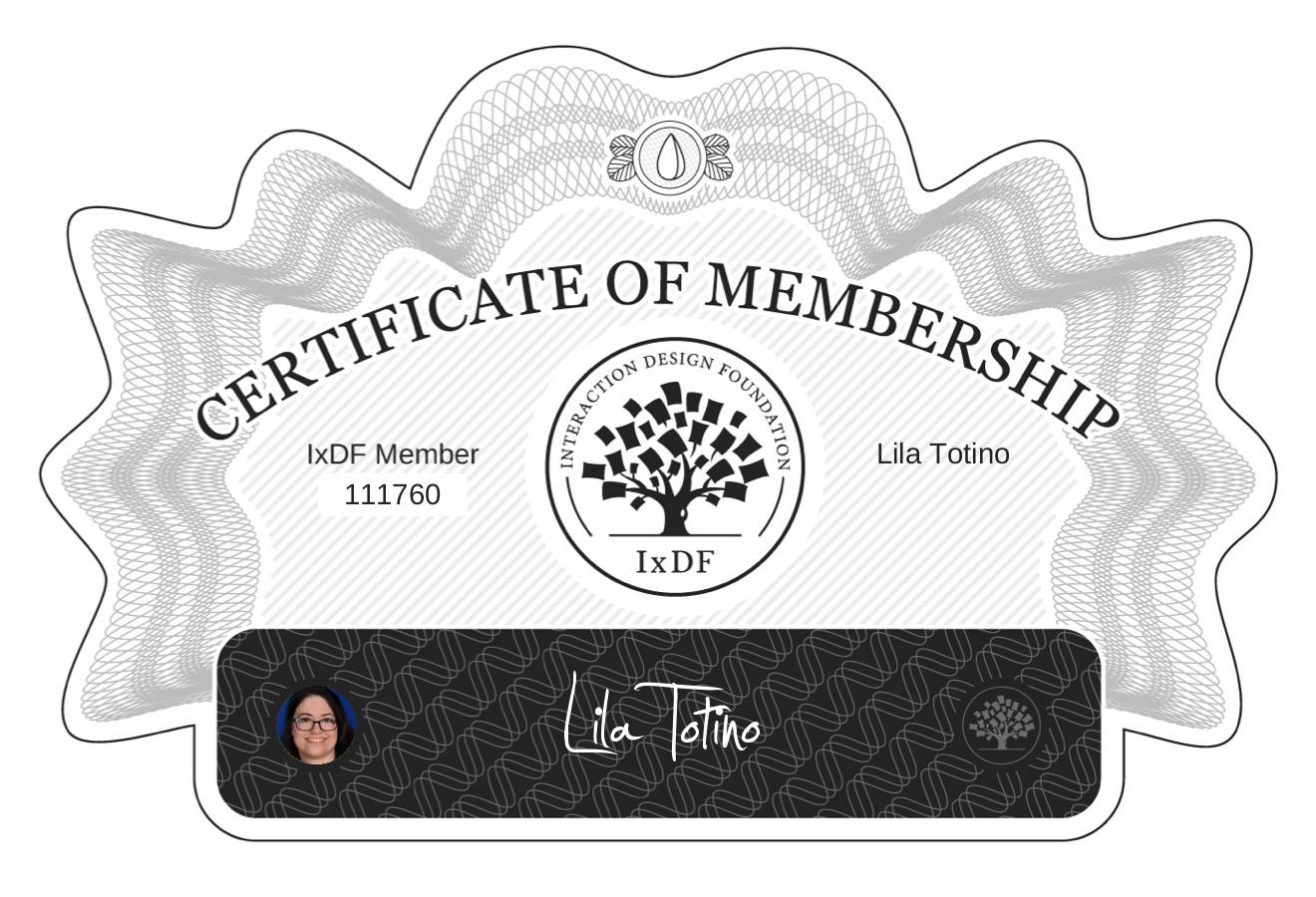 Certificate of Membership – Lila Totino