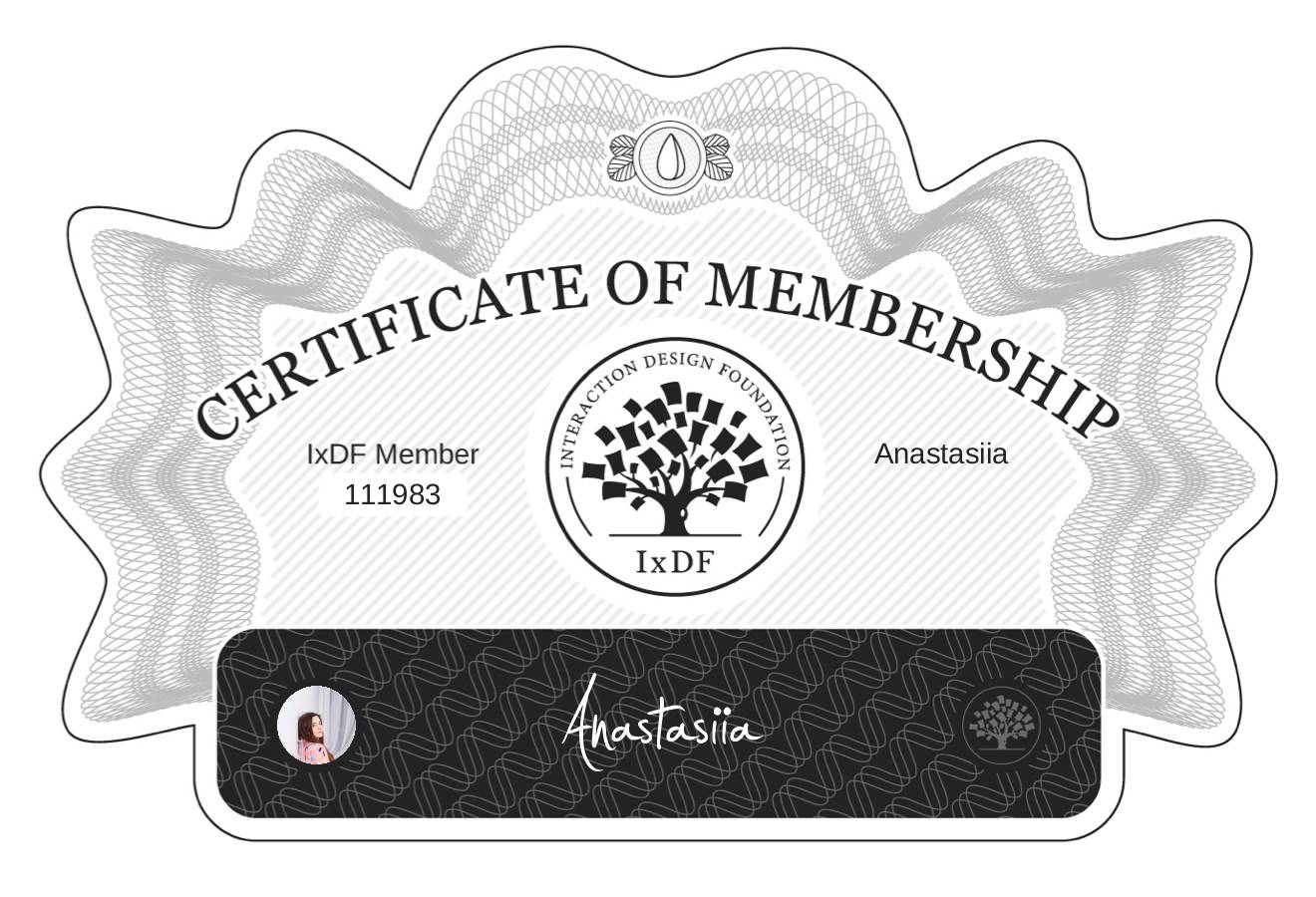 Certificate of Membership – Anastasiia