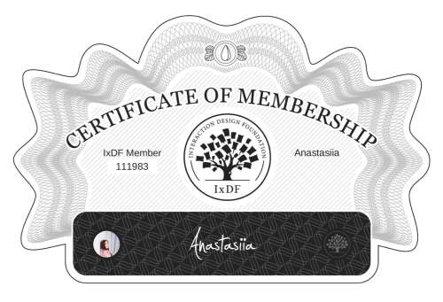 Certificate of Membership – Anastasiia