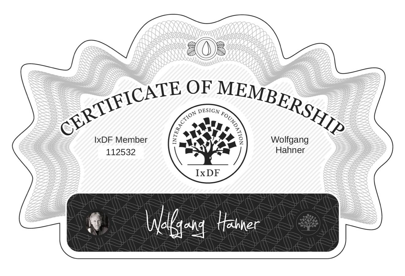 Certificate of Membership – Wolfgang Hahner