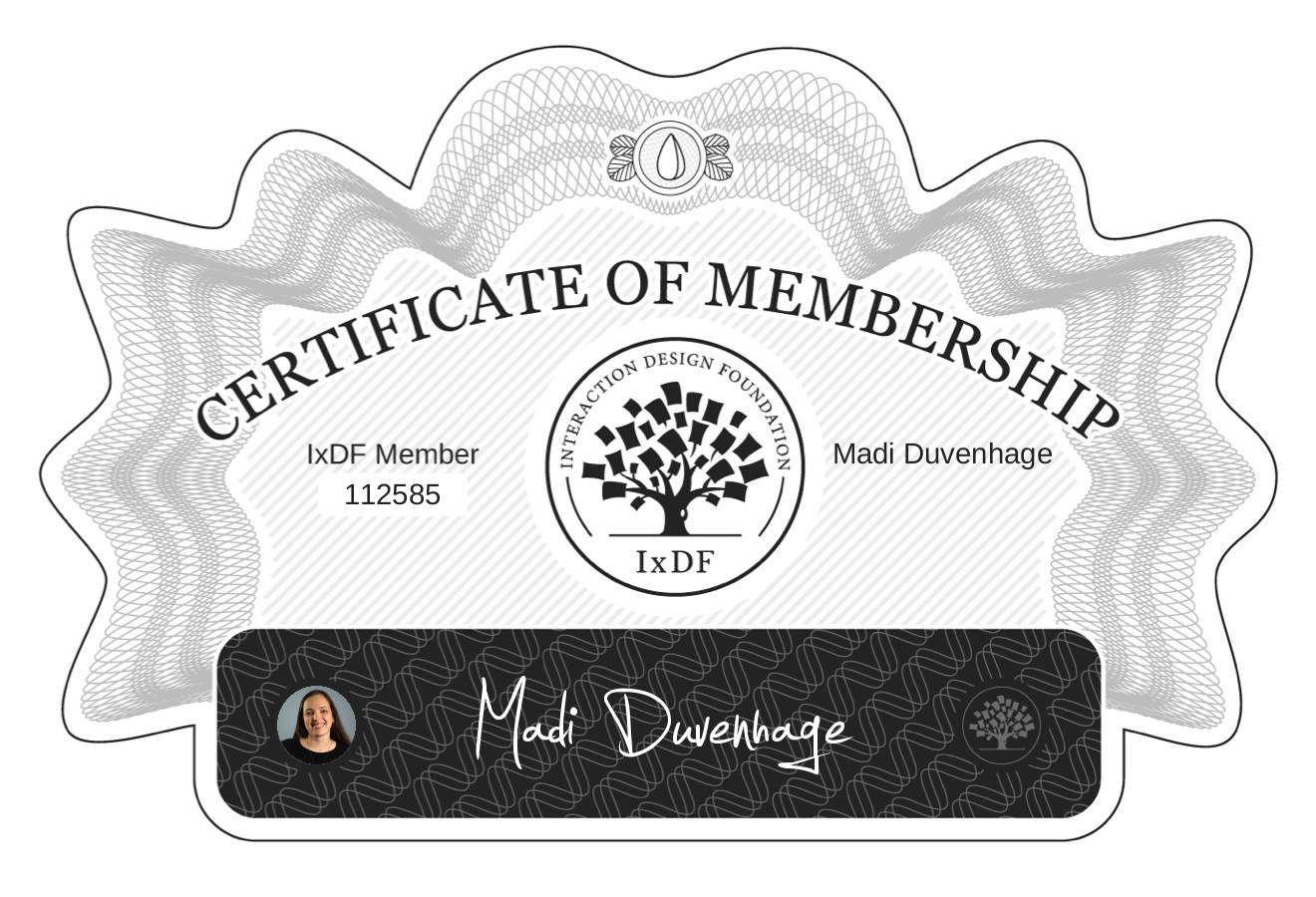 Certificate of Membership – Madi Duvenhage