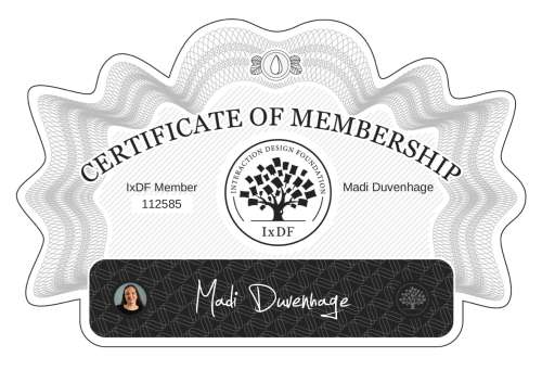 Certificate of Membership – Madi Duvenhage