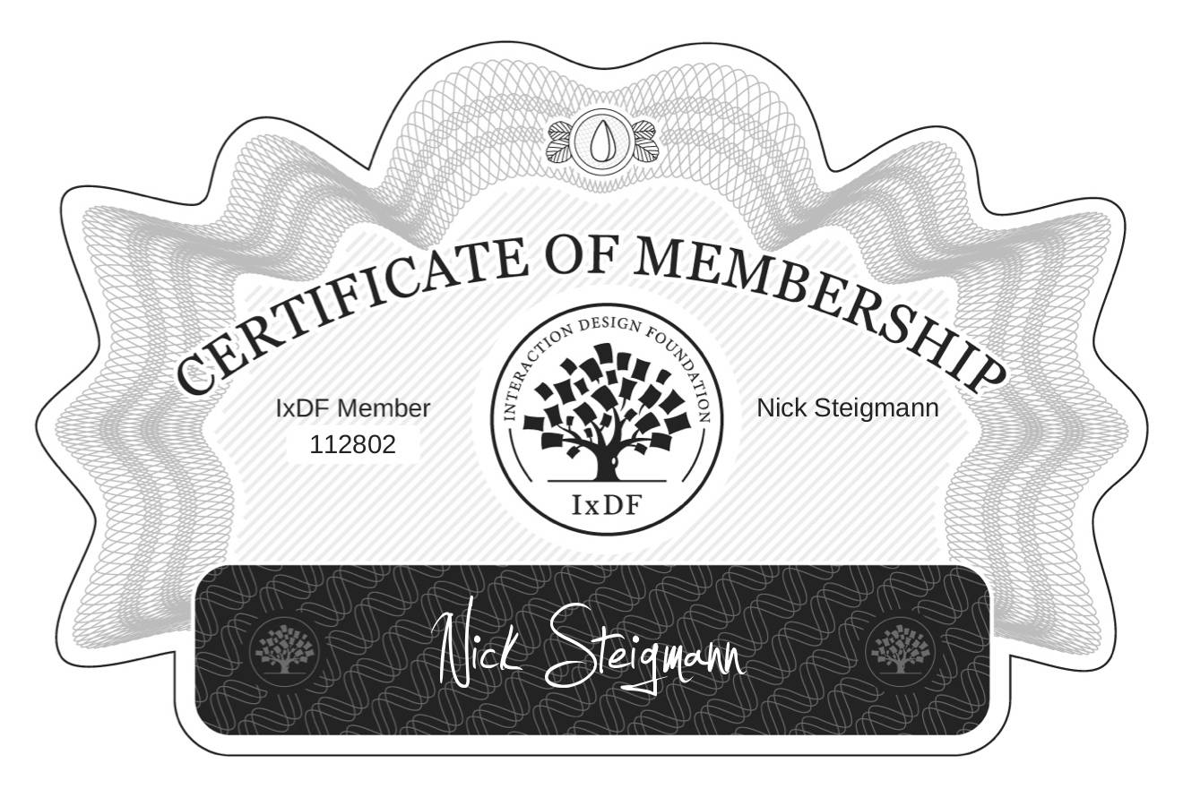 Certificate of Membership – Nick Steigmann