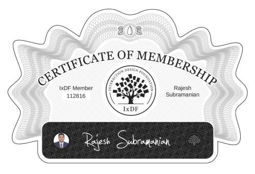 Certificate of Membership – Rajesh Subramanian