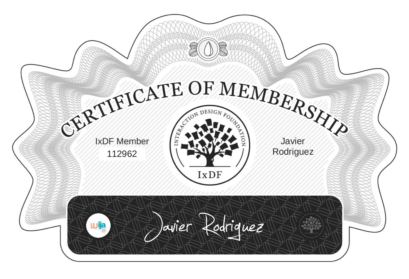 Certificate of Membership – Javier Rodriguez