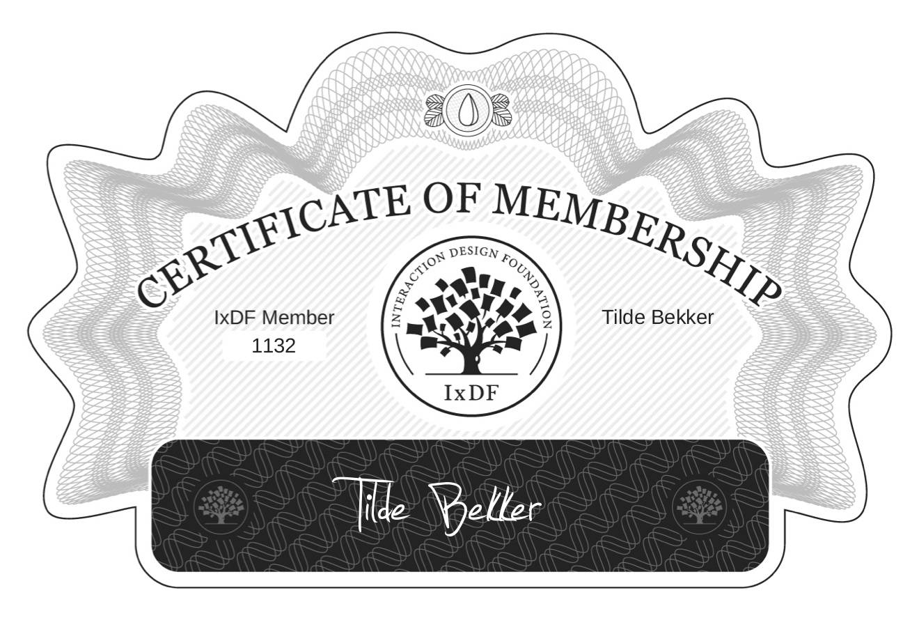 Certificate of Membership – Tilde Bekker