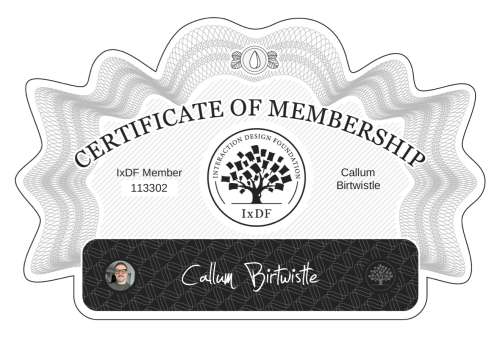 Certificate of Membership – Callum Birtwistle
