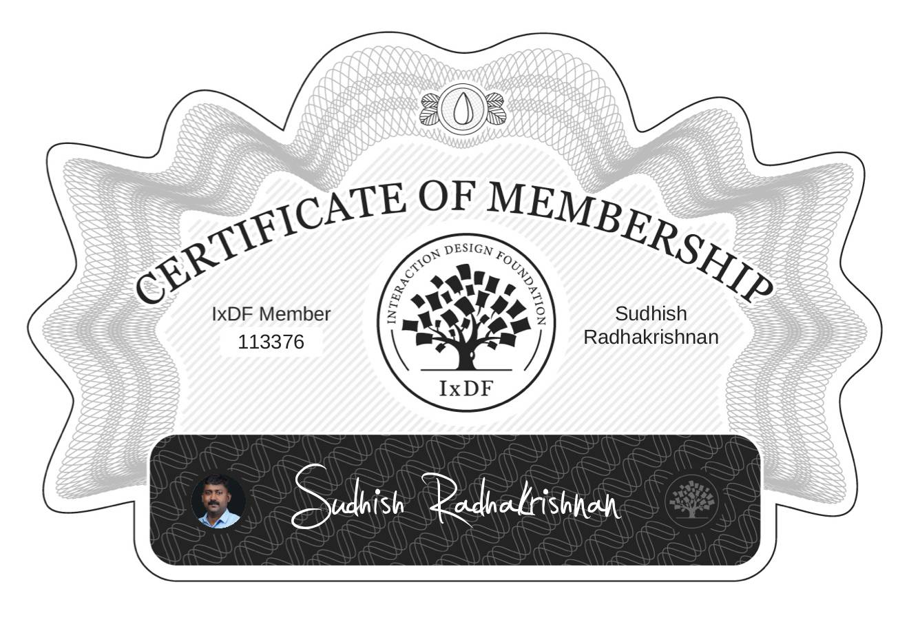 Certificate of Membership – Sudhish Radhakrishnan