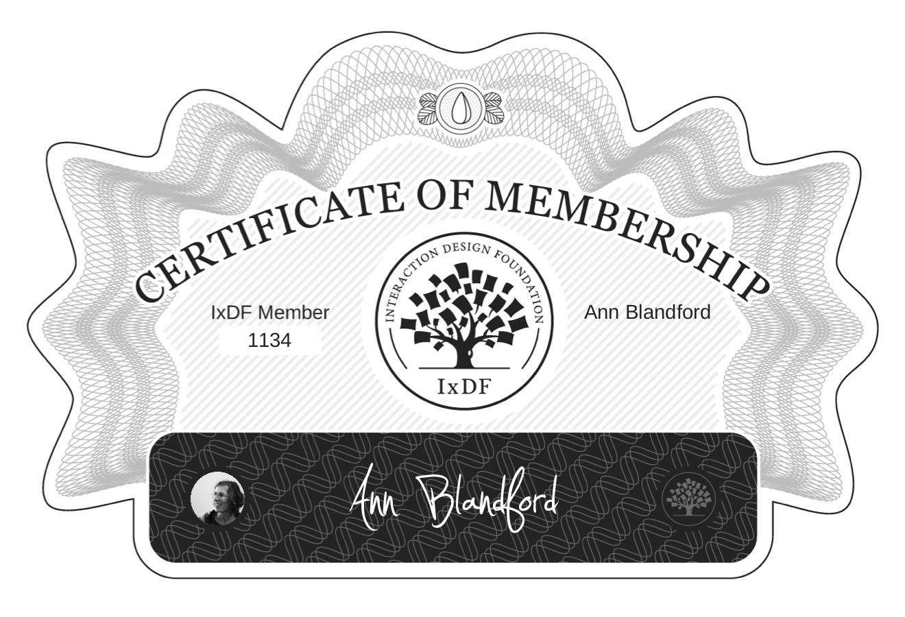 Certificate of Membership – Ann Blandford