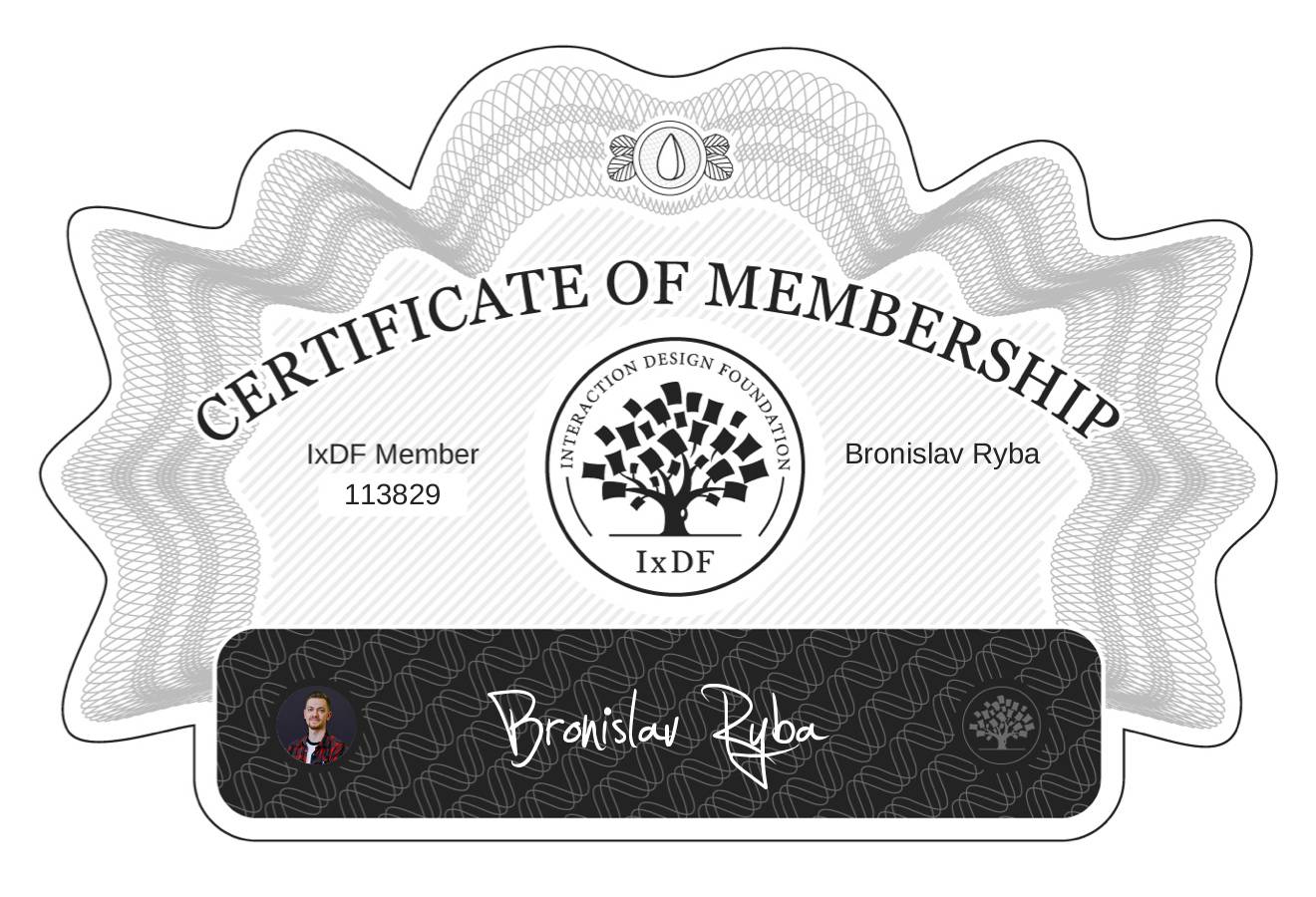 Certificate of Membership – Bronislav Ryba