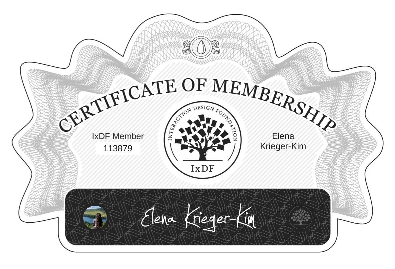 Certificate of Membership – Elena Krieger-Kim