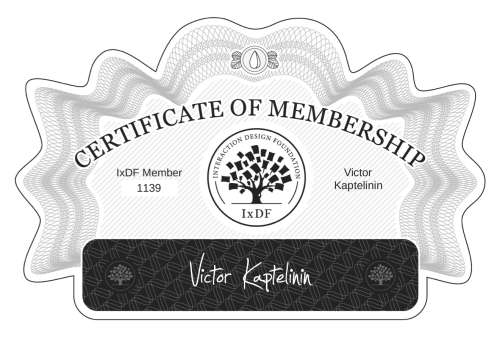 Certificate of Membership – Victor Kaptelinin
