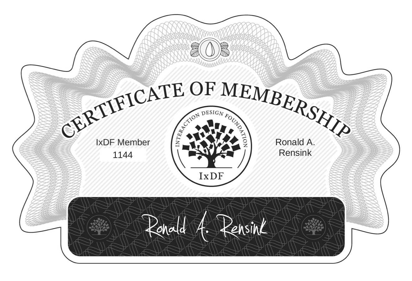 Certificate of Membership – Ronald A. Rensink