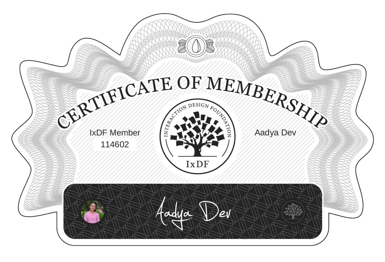 Certificate of Membership – Aadya Dev
