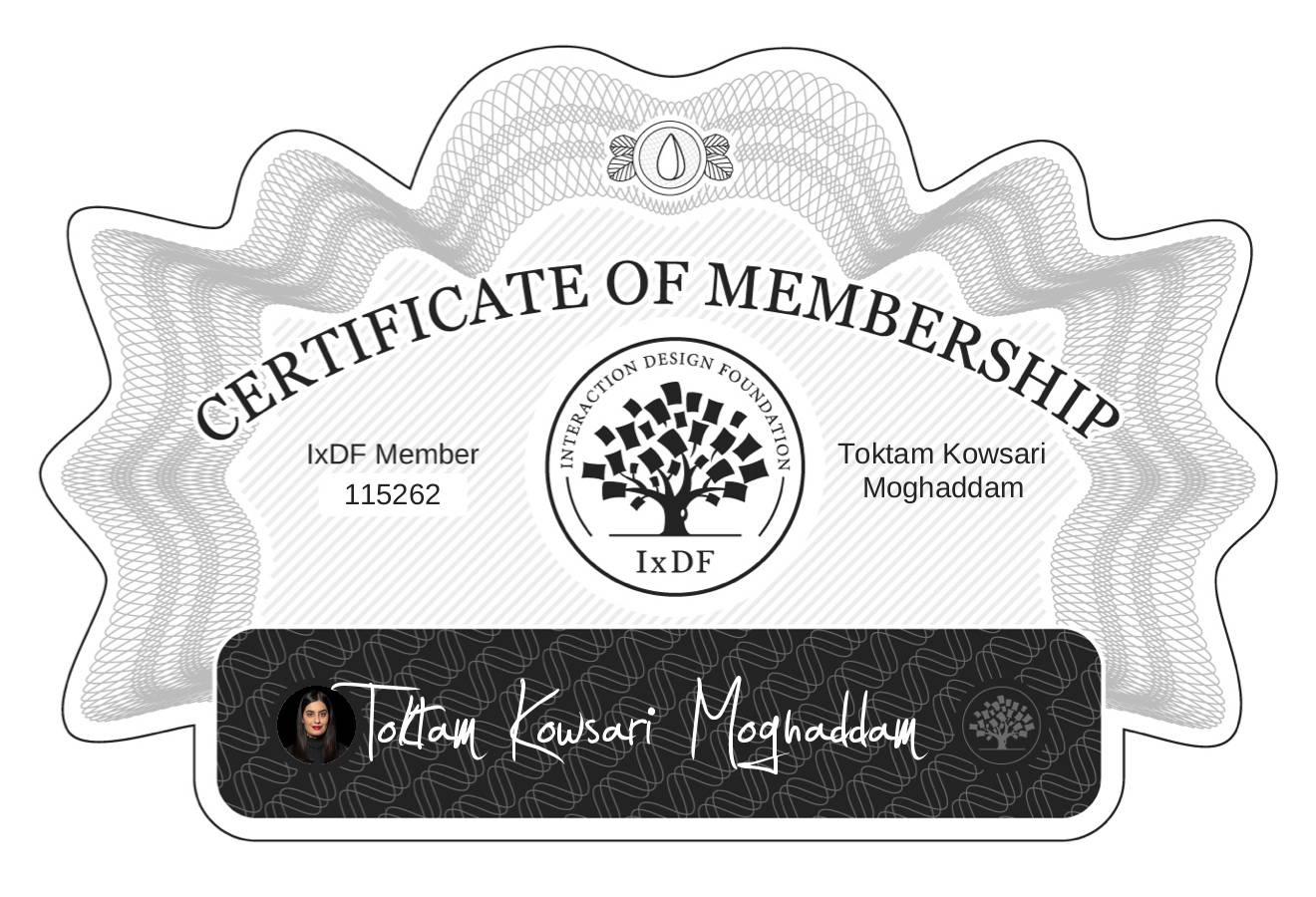 Certificate of Membership – Toktam Kowsari Moghaddam
