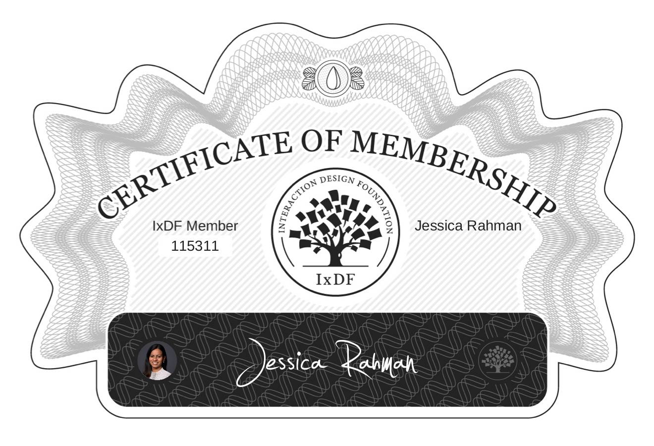 Certificate of Membership – Jessica Rahman