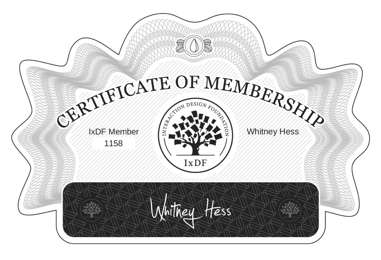 Certificate of Membership – Whitney Hess