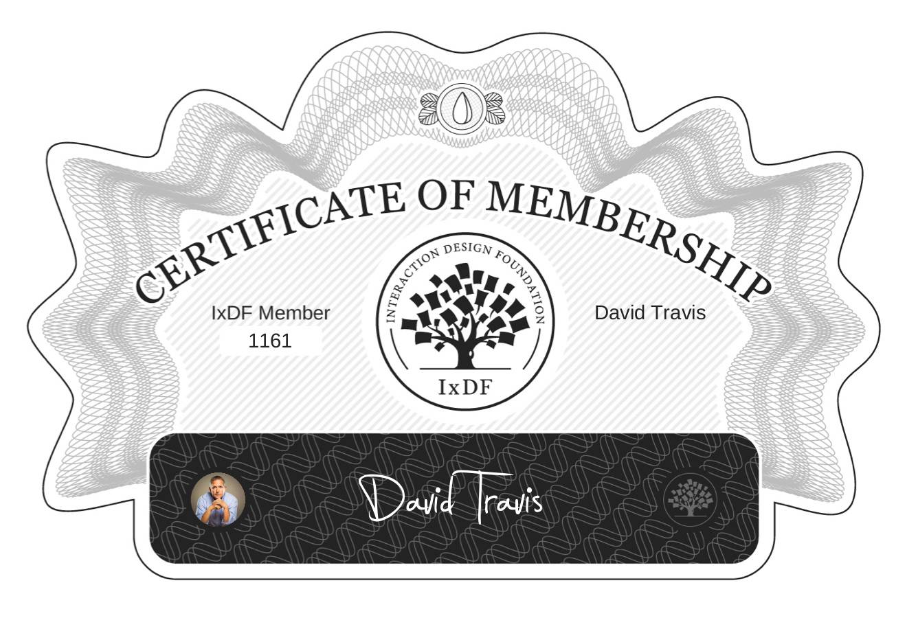 Certificate of Membership – David Travis