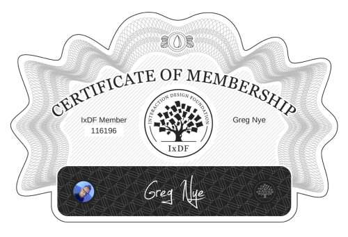 Certificate of Membership – Greg Nye