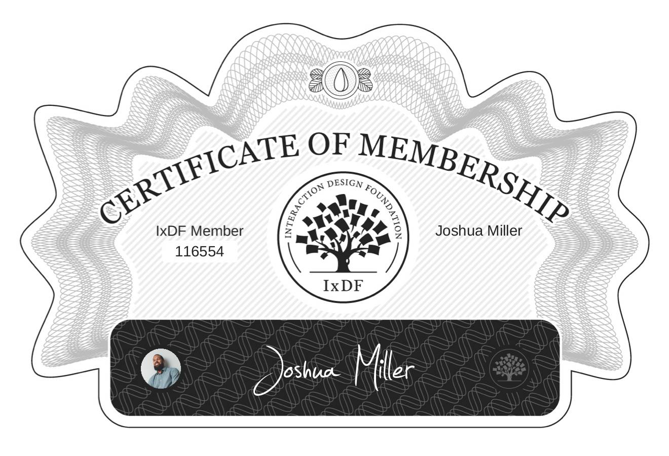 Certificate of Membership – Joshua Miller