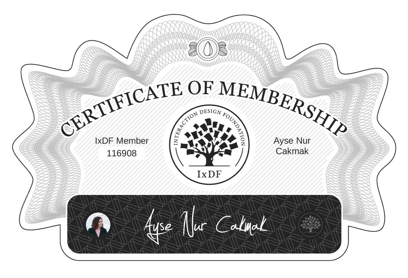 Certificate of Membership – Ayşe Nur Çakmak
