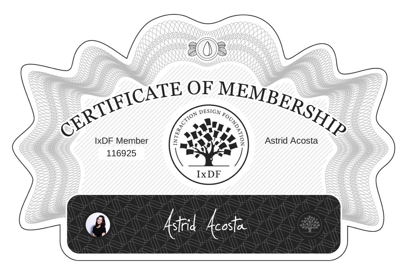 Certificate of Membership – Astrid Acosta
