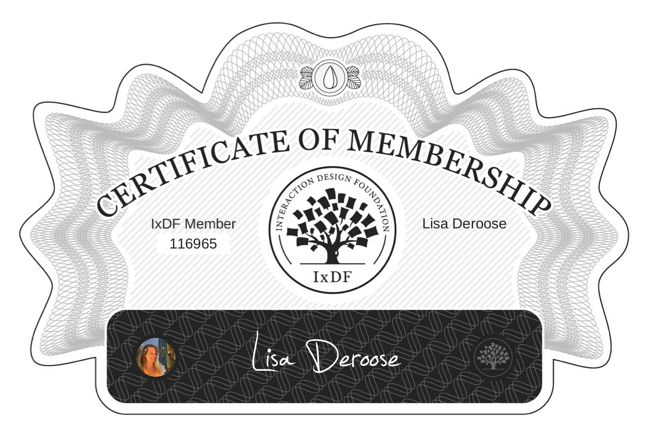 Certificate of Membership – Lisa Deroose