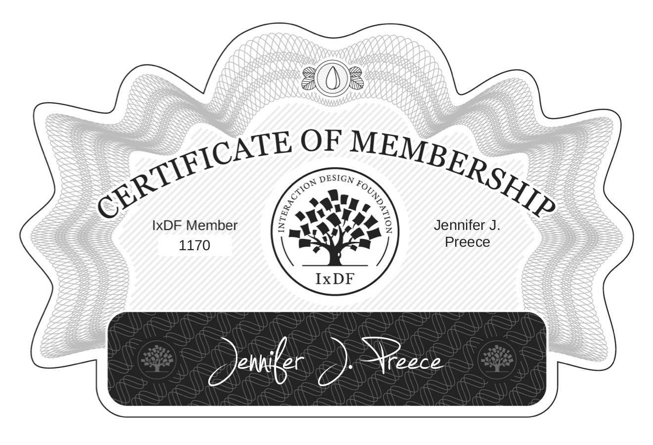 Certificate of Membership – Jennifer J. Preece
