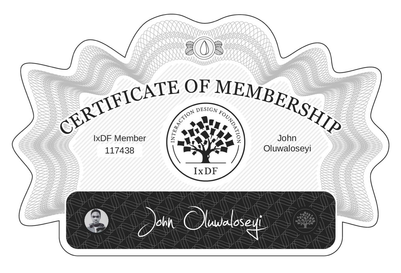 Certificate of Membership – John Oluwaloseyi