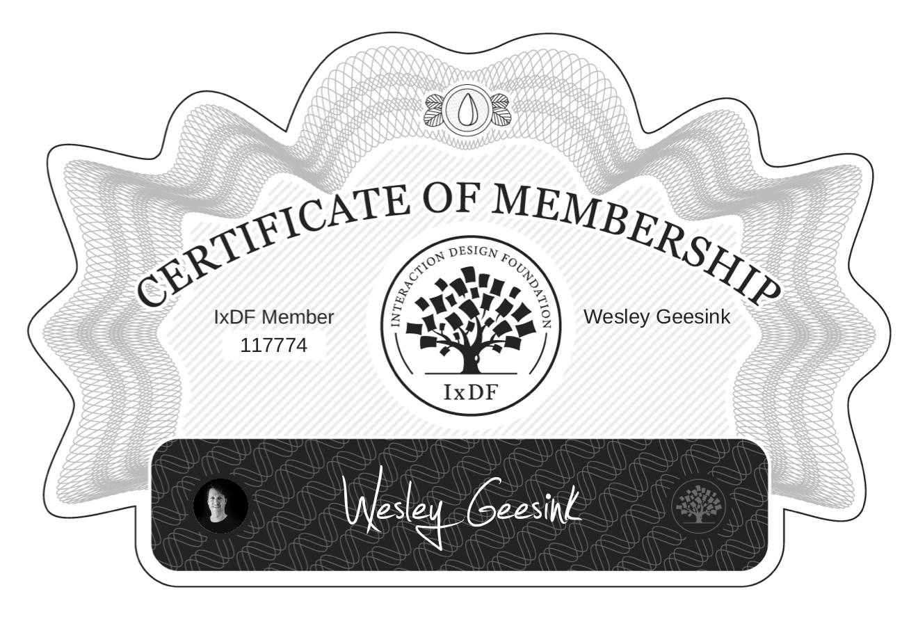 Certificate of Membership – Wesley Geesink