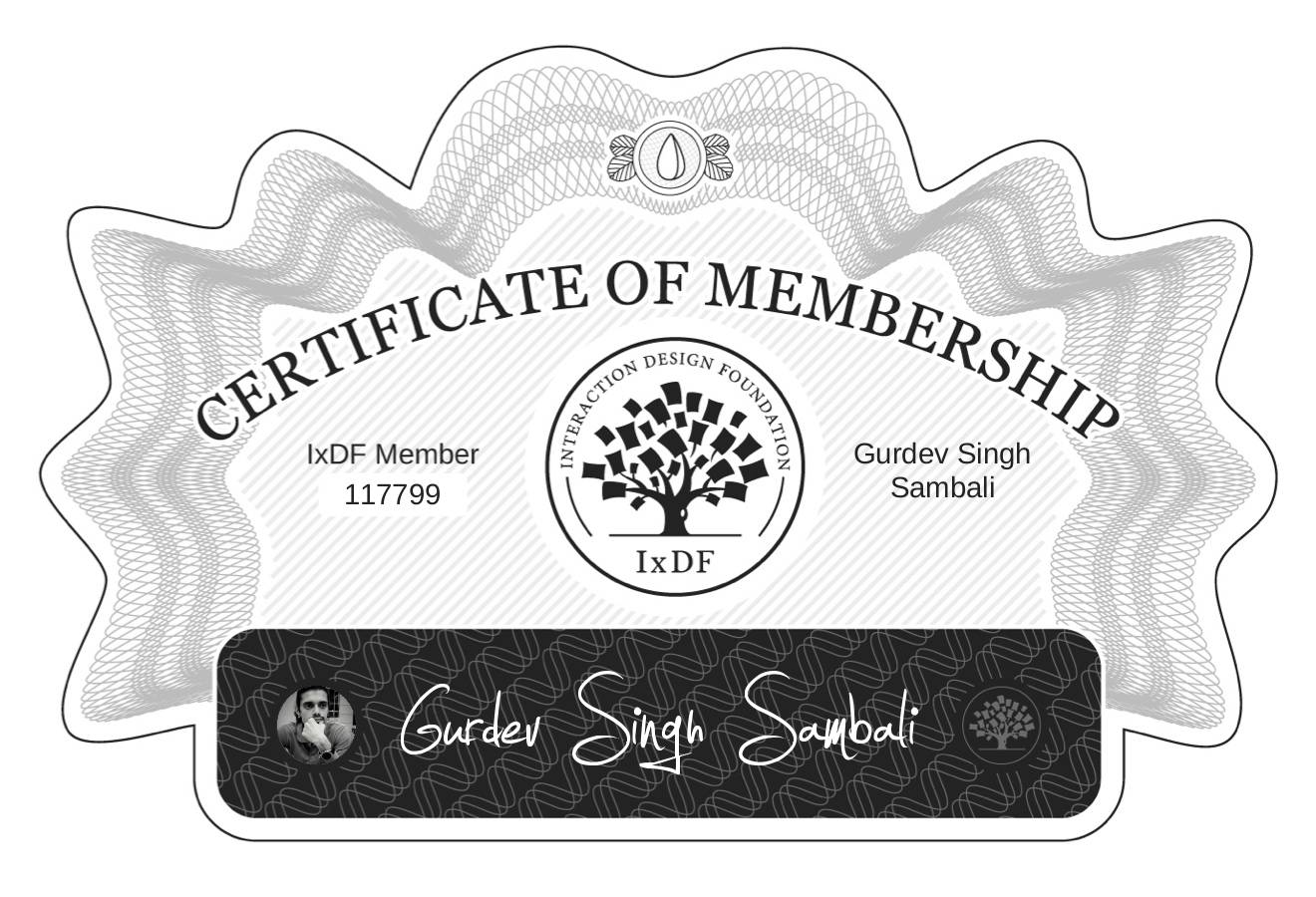 Certificate of Membership – Gurdev Singh Sambali