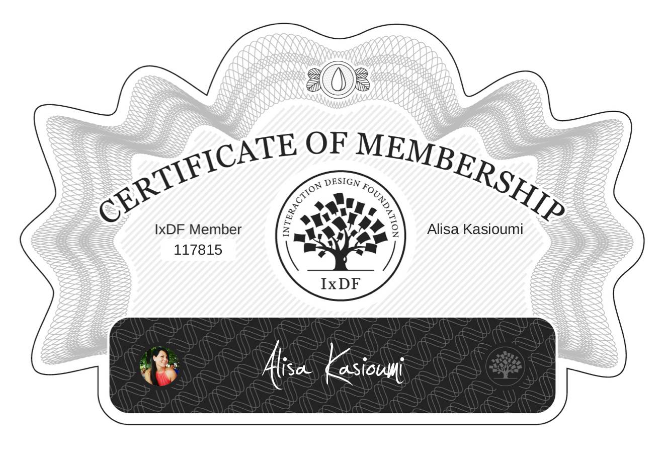 Certificate of Membership – Alisa Kasioumi