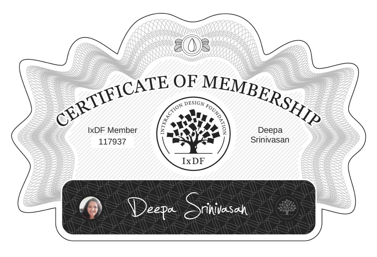 Certificate of Membership – Deepa Srinivasan
