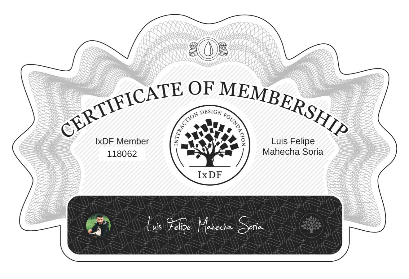Certificate of Membership – Luis Felipe Mahecha Soria