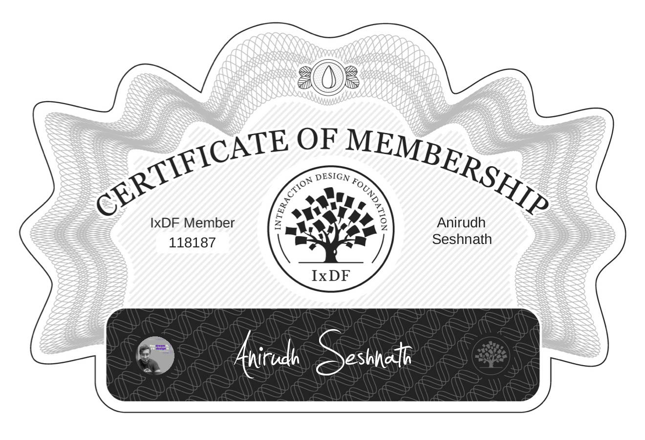 Certificate of Membership – Anirudh Seshnath