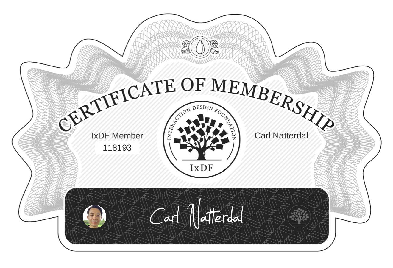 Certificate of Membership – Carl Nätterdal