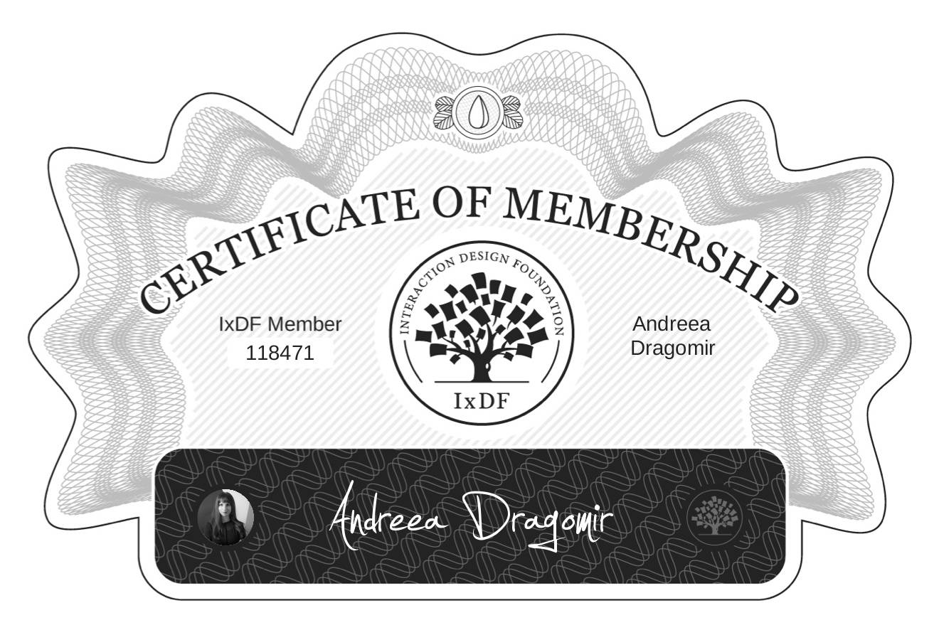 Certificate of Membership – Andreea Dragomir