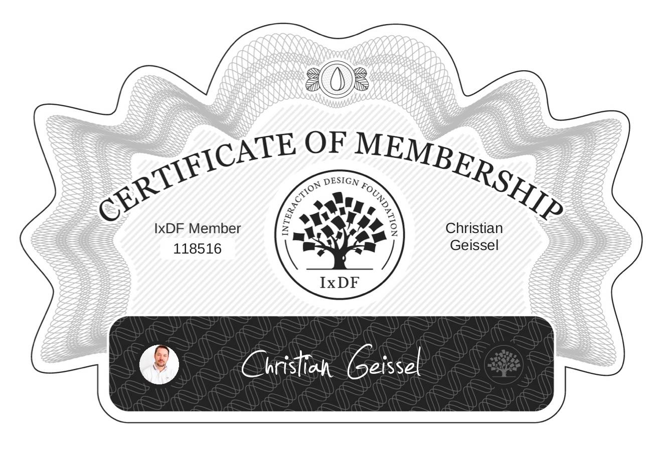 Certificate of Membership – Christian Geissel