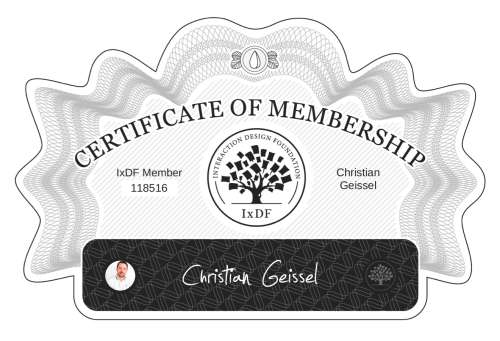 Certificate of Membership – Christian Geissel