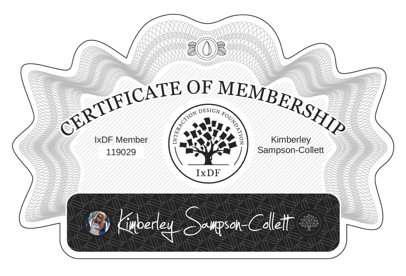 Certificate of Membership – Kimberley Sampson-Collett