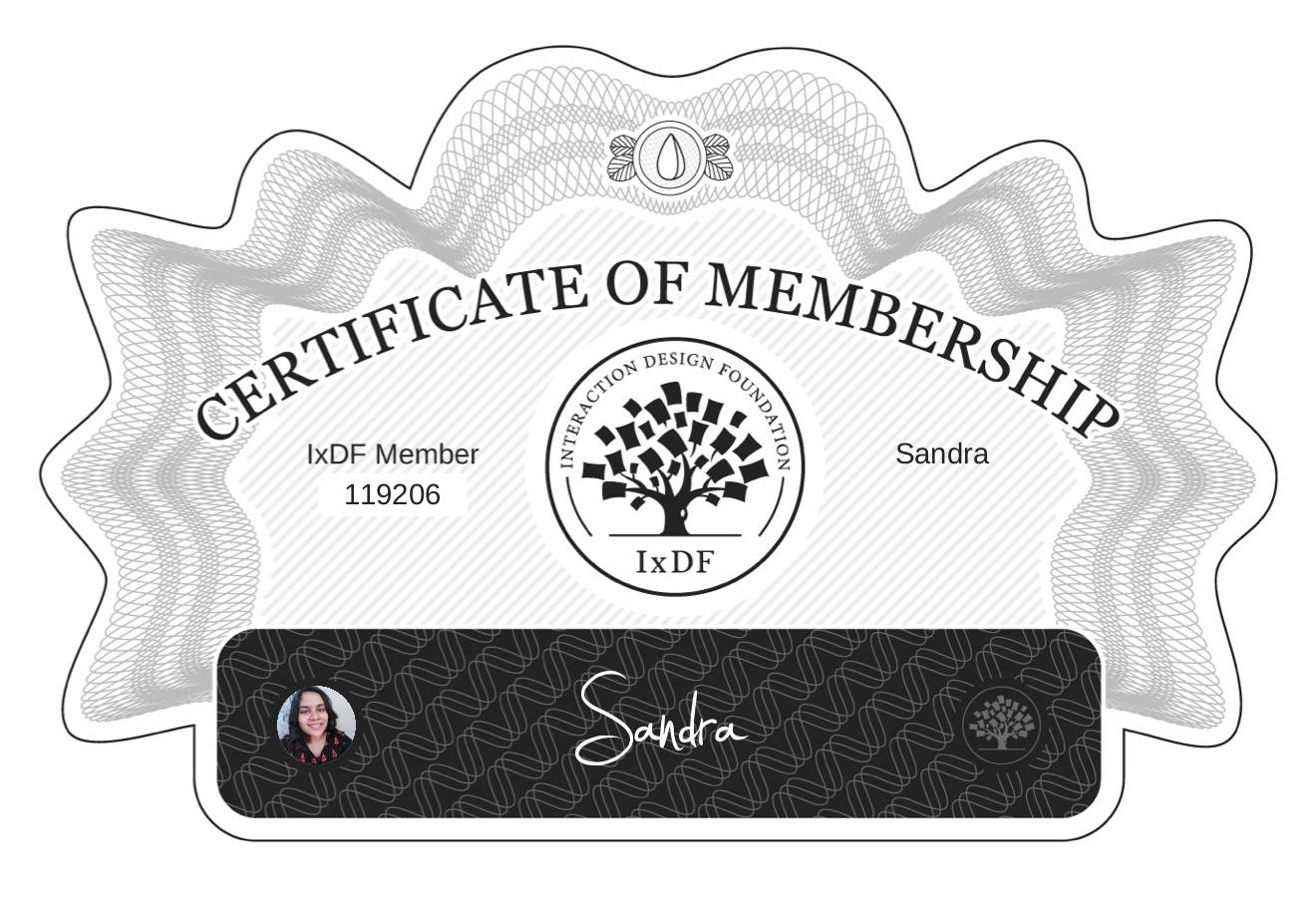 Certificate of Membership – Sandra