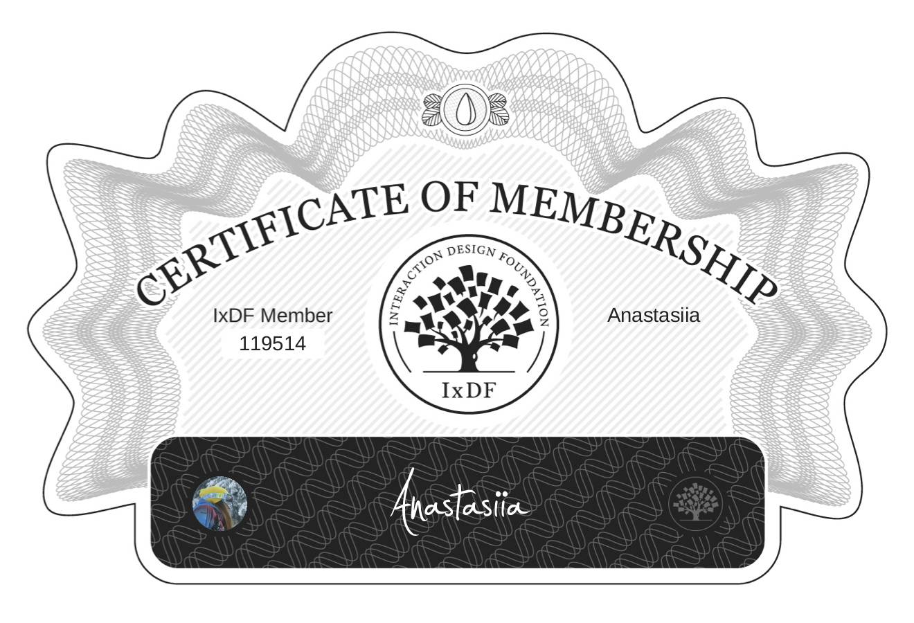Certificate of Membership – Anastasiia