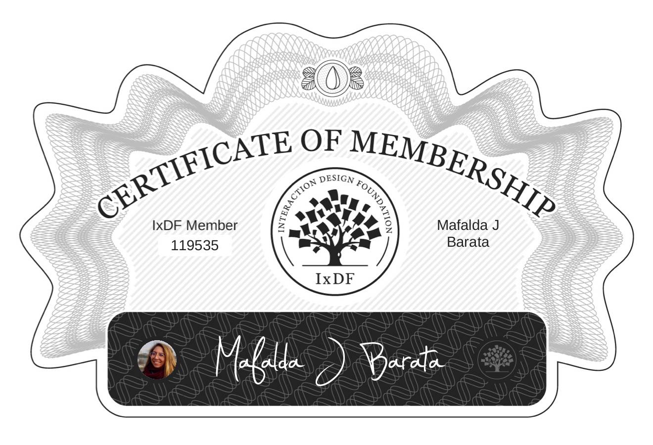 Certificate of Membership – Mafalda J Barata