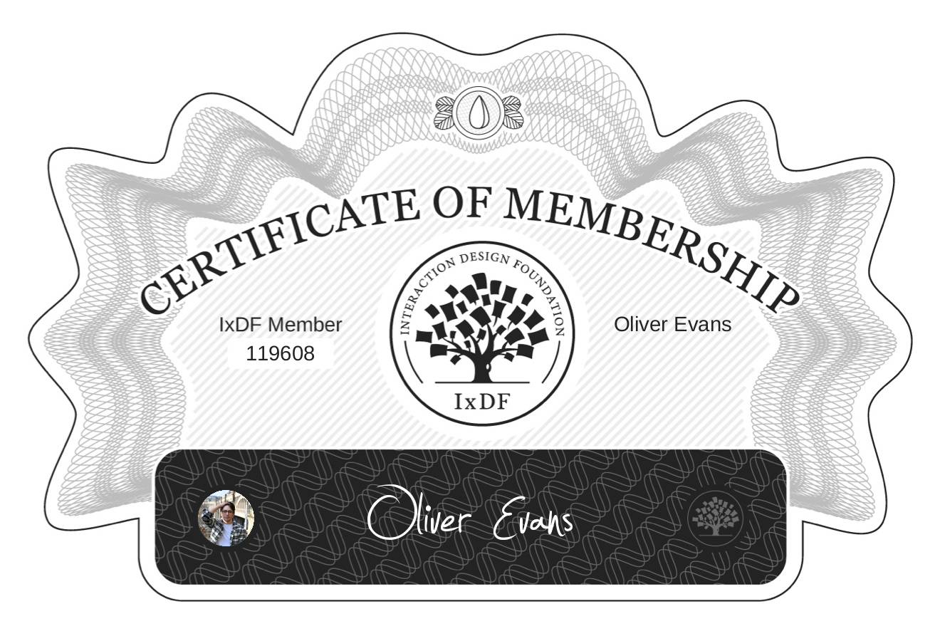 Certificate of Membership – Oliver Evans