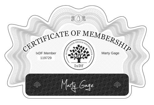 Certificate of Membership – Marty Gage