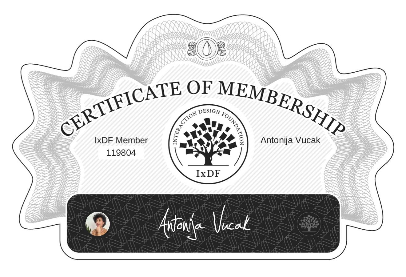 Certificate of Membership – Antonija Vucak