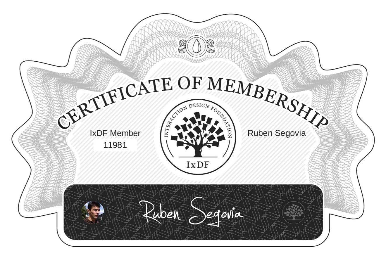 Certificate of Membership – Ruben Segovia