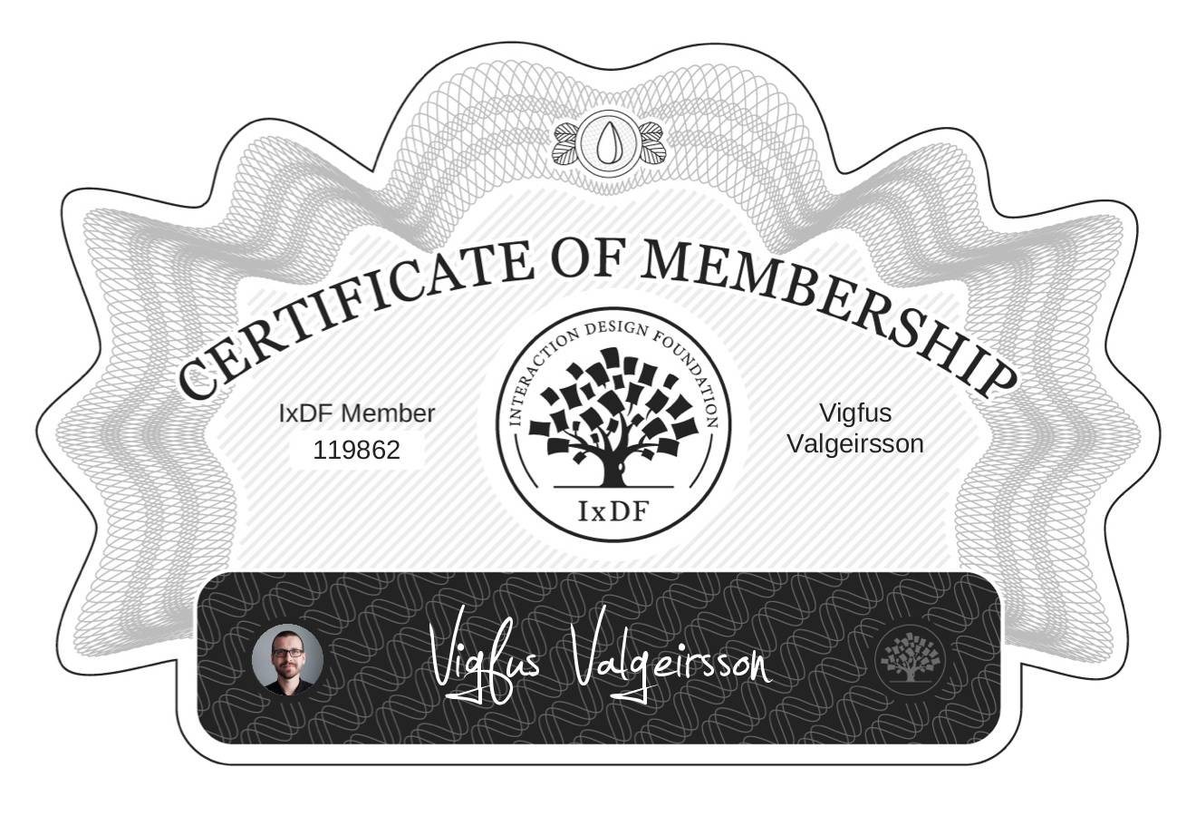 Certificate of Membership – Vigfus Valgeirsson