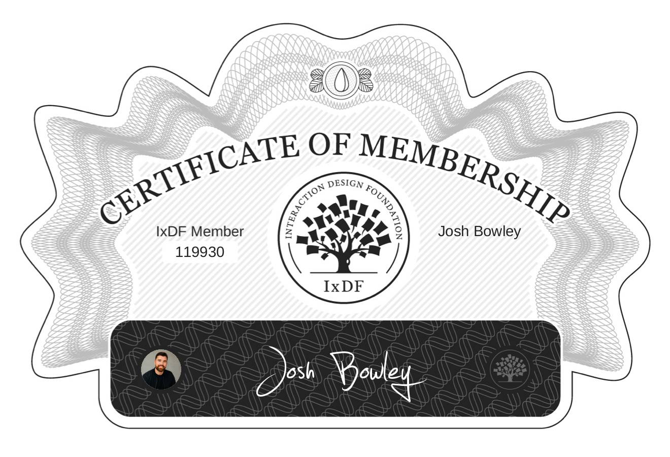 Certificate of Membership – Josh Bowley